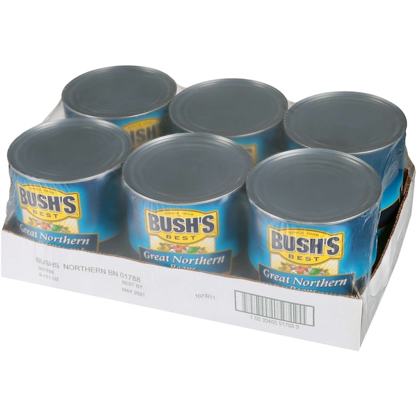 Bush's Best Great Northern Beans #10 Can, PK6 - 01788
Frijoles Great Northern Bush's Best en lata #10, paquete de 6 - 01788