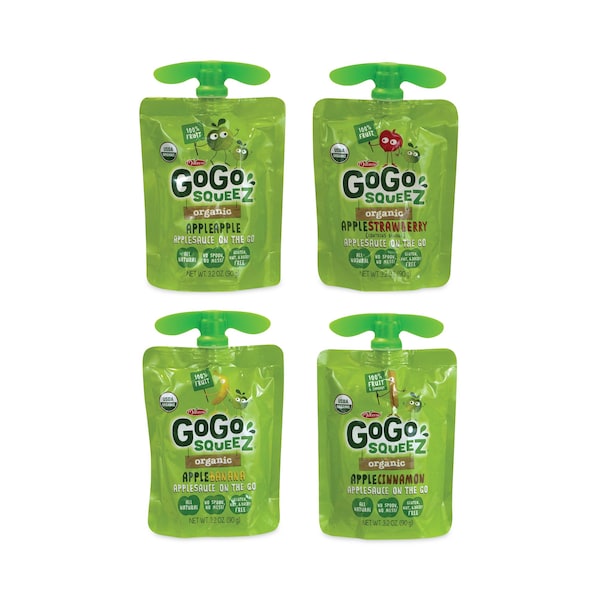 Gogo Squeez Fruta para Llevar, Variedad de Puré de Manzana, Bolsa de 3.2 oz, Paquete de 20 - 212.