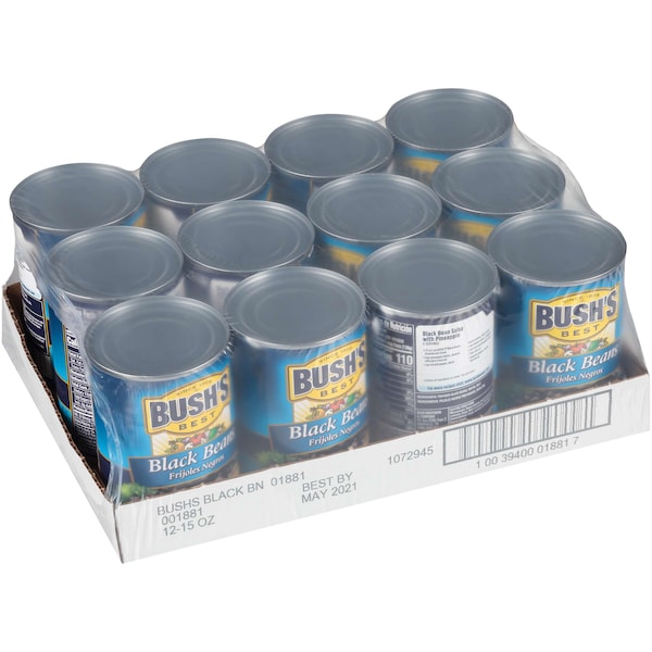 Mejores frijoles negros originales de Bush, lata de 15 oz, paquete de 12 - 01881