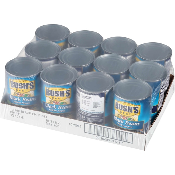 Mejores frijoles negros originales de Bush, lata de 15 oz, paquete de 12 - 01881