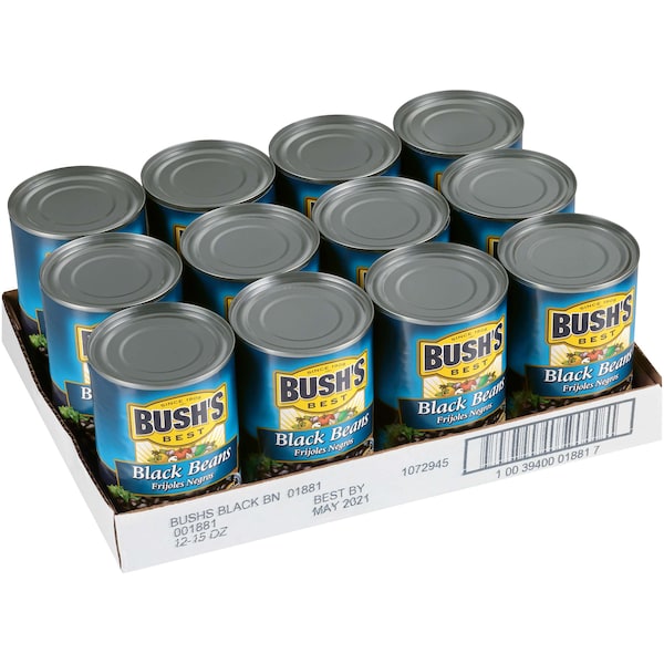 Mejores frijoles negros originales de Bush, lata de 15 oz, paquete de 12 - 01881