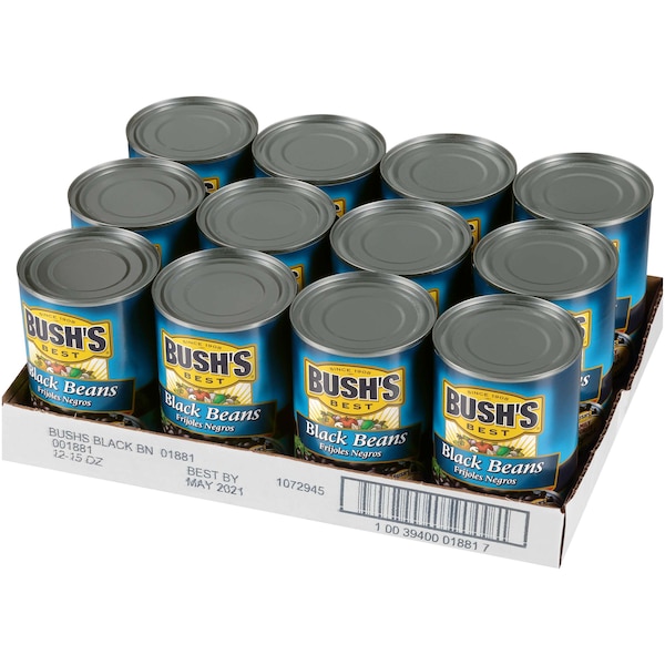 Mejores frijoles negros originales de Bush, lata de 15 oz, paquete de 12 - 01881