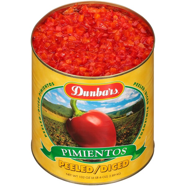 Dunbar Dunbar Diced Red Peeled Pimento 102 oz., PK6 - 07024603060001

Dunbar Dunbar Pimiento Rojo Pelado y Picado 102 oz., Paquete de 6 - 07024603060001