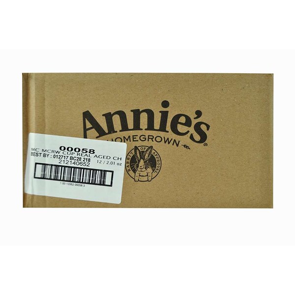 Fideos con queso y cheddar madurado real de Annie's, en taza de 2.01 oz, paquete de 12 - 13562-00058