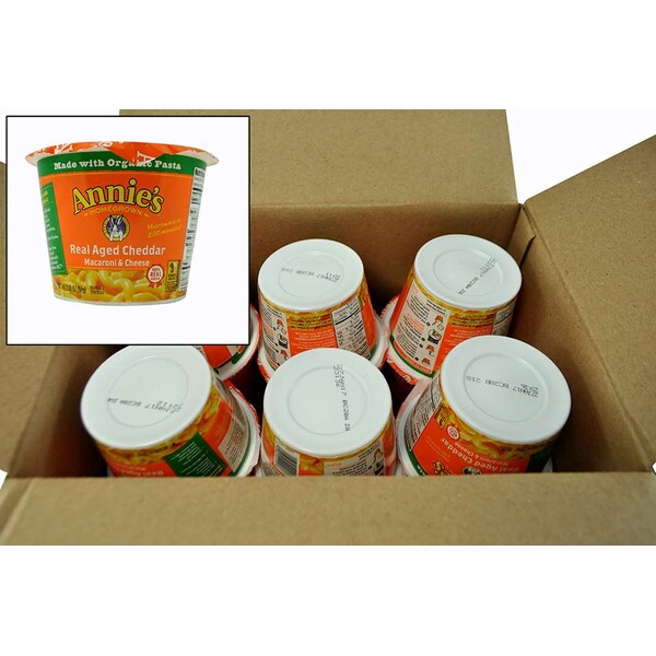 Fideos con queso y cheddar madurado real de Annie's, en taza de 2.01 oz, paquete de 12 - 13562-00058