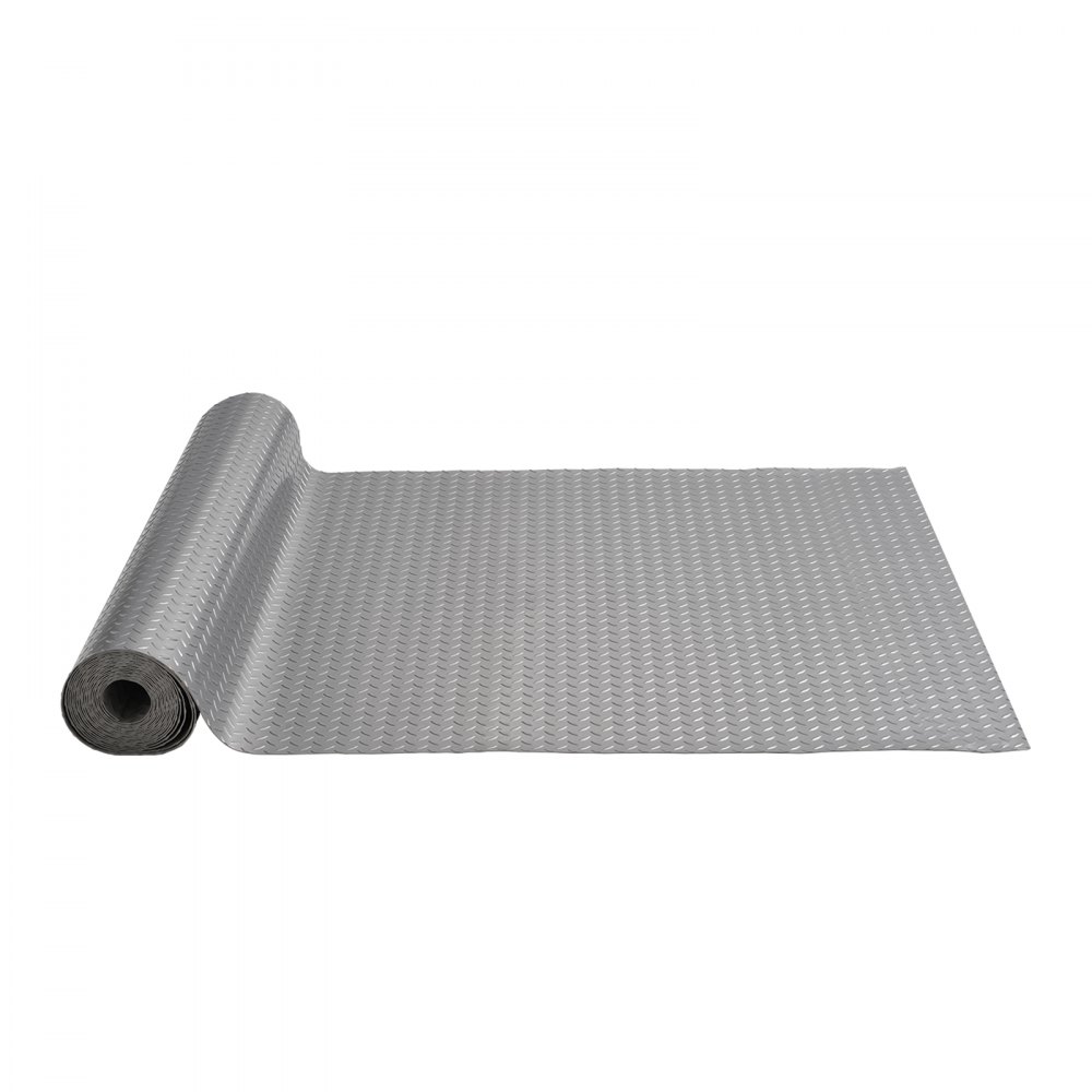VEVOR Garage Floor Mat 4.9x13ft Vinyl Garage Flooring Roll Anti-Slide Diamond Texture Silver Garage Mats for Under Car 63.7sqft Covering Space DIY PVC Garage Floor Mat for Gyms Boats Car Trailer - PVCDBYSZSW1.54M01V0