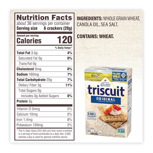 Triscuit Crackers Originales con Sal Marina, Caja de 8.5 oz, Paquete de 4 - 44000052973