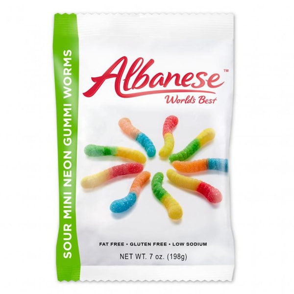 Dulces de gomita agria Albanese Worlds Best Fruit Flavors de 7 oz - 53353
