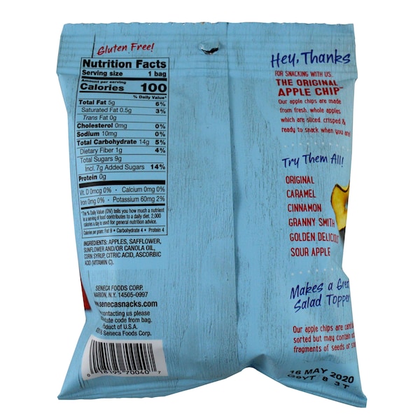 Papas fritas de manzana Seneca Snack Original de 0.7 oz, paquete de 60 - F001819590040