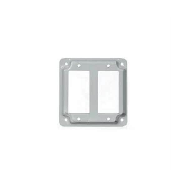 Mulberry Electrical Box Cover, Square, Steel, 2 GFCI Receptacle, Raised Cover - 11433