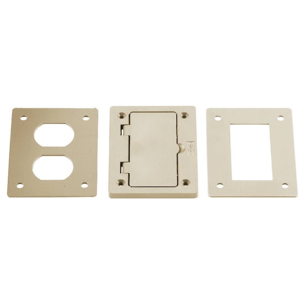 Hubbell Wiring Device-Kellems Electrical Box Cover, 1 Gang, Rectangular, Non-Metallic, Duplex Receptacle Cover - PFBR826IA