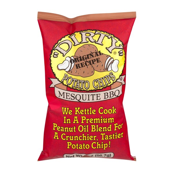 Papas Fritas Sucias Papas Fritas con Sabor a Barbacoa de Mesquite Sucio 2 oz., Paquete de 25 - 52004