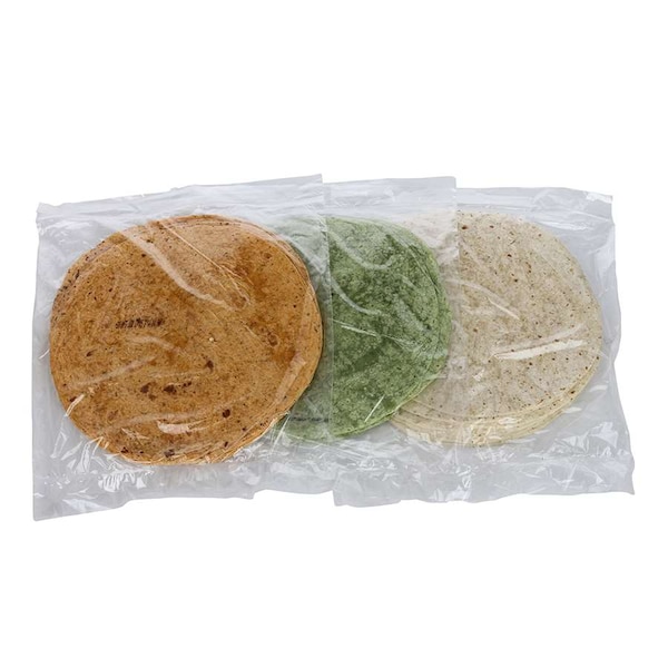 Paquete variado de Mission Foods de 12" de wraps de Ajo y Hierbas/Tomate y Albahaca/Espinaca y Hierbas, PK72 - 9711.