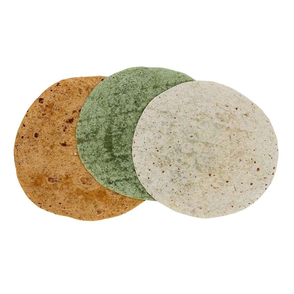 Paquete variado de Mission Foods de 12" de wraps de Ajo y Hierbas/Tomate y Albahaca/Espinaca y Hierbas, PK72 - 9711.