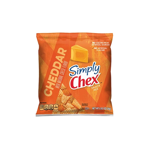 Mezcla de botanas Chex Simply Cheddar de .92 oz, paquete de 60 unidades - 16000-31932