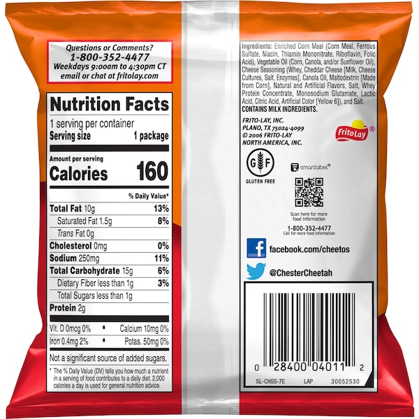 Botana de Cheetos Cheetos Crunchy sabor a Queso de 1 oz. en bolsa de plástico, paquete de 104 - 32419