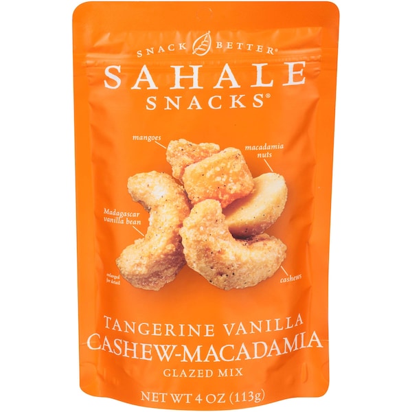 Sahale Snacks Sahale 4 oz. Nueces de anacardo y macadamia glaseadas con tangerina y vainilla, paquete de 6 - 9386900003