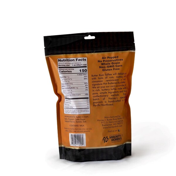 Palomitas de maíz con mantequilla, toffee y ron de Harveys en bolsa de 9 oz - HBRT9
