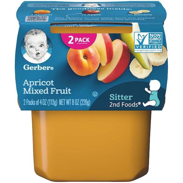 Alimento para bebé Gerber Gerber 2nd Foods de Durazno y Frutas Mixtas 4 oz., paquete de 16 - 00015000076702