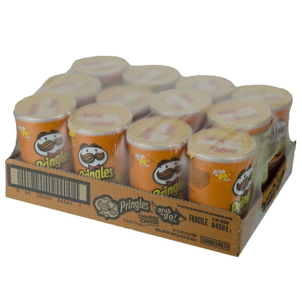 Pringles Pringles Agarra y Llévate Papa Crujiente de Queso Cheddar 2.5 oz., Paquete de 12 - 3800084561