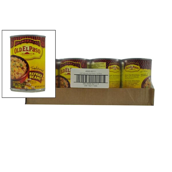 Old El Paso Condimentos para Tacos Refried Beans 16 oz., Paquete de 12 - 46000-82111
