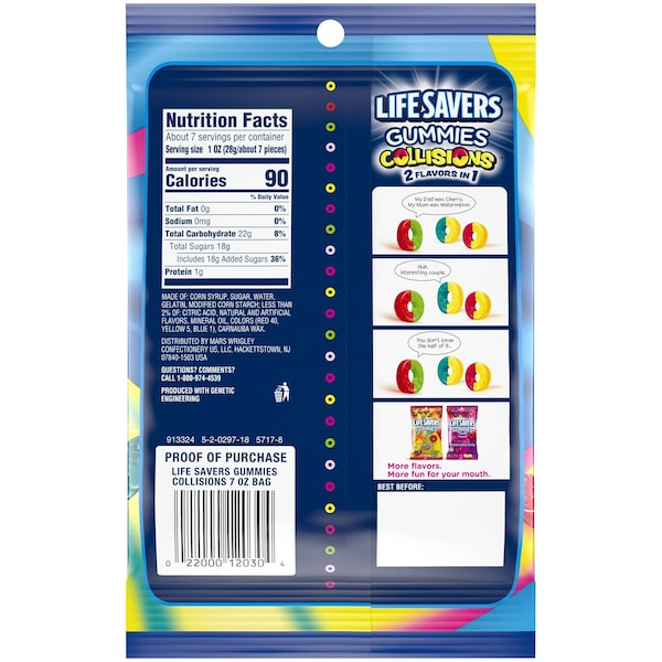 Salvavidas de vida Gomitas Colisiones 7 oz. Paquete, PK12 - 355663