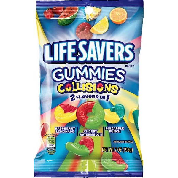 Salvavidas de vida Gomitas Colisiones 7 oz. Paquete, PK12 - 355663