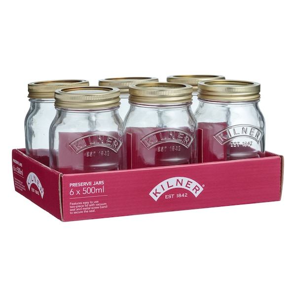 Frasco conservador Kilner de boca regular de 17 oz, paquete de 6, 6PK - 0025.009U.