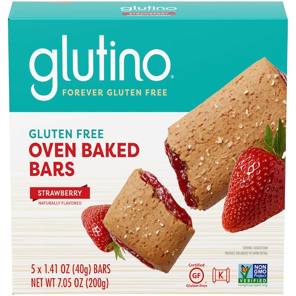 Barra horneada de fresa sin gluten Glutino Glutino 7.05 oz., caja de 12 - 7852303081