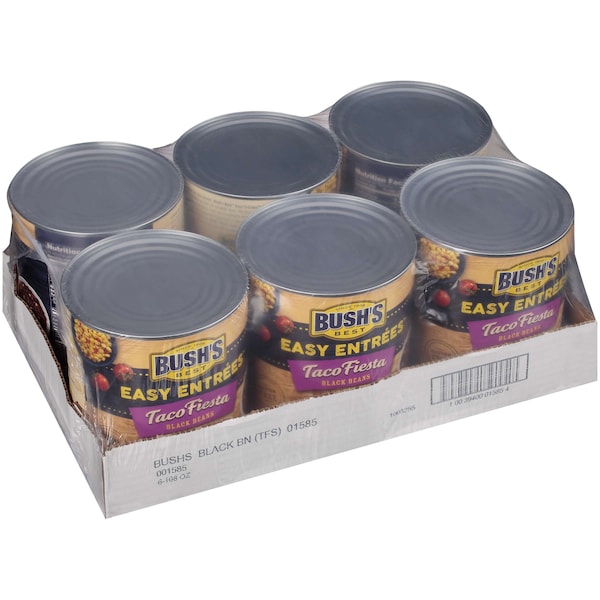 Bush's Best Taco Fiesta Frijoles Negros en Lata #10, PAQ6 - 01585