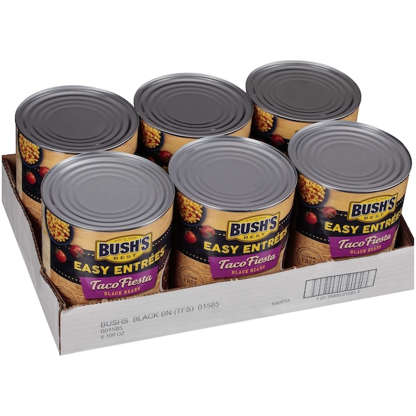 Bush's Best Taco Fiesta Frijoles Negros en Lata #10, PAQ6 - 01585