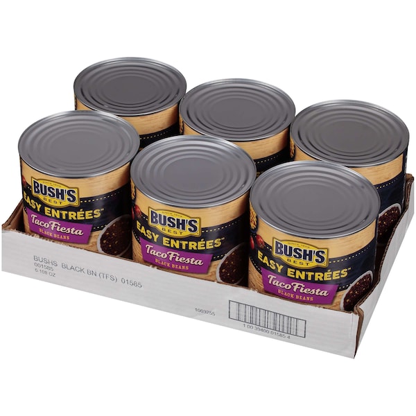 Bush's Best Taco Fiesta Frijoles Negros en Lata #10, PAQ6 - 01585
