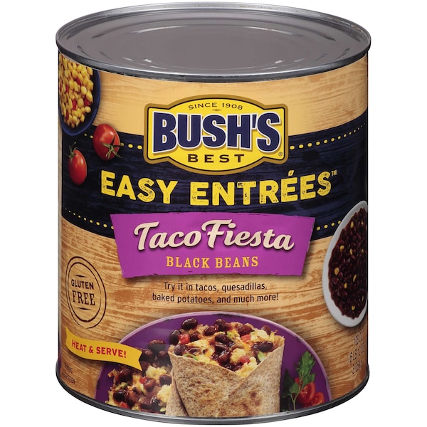 Bush's Best Taco Fiesta Frijoles Negros en Lata #10, PAQ6 - 01585