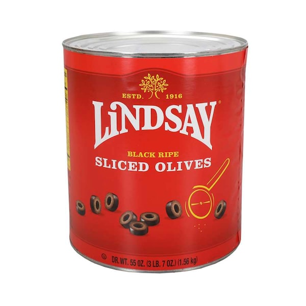 Lindsay Lindsay Aceitunas Negras en Rodajas Maduro 55 oz., Paquete de 6 - A002545