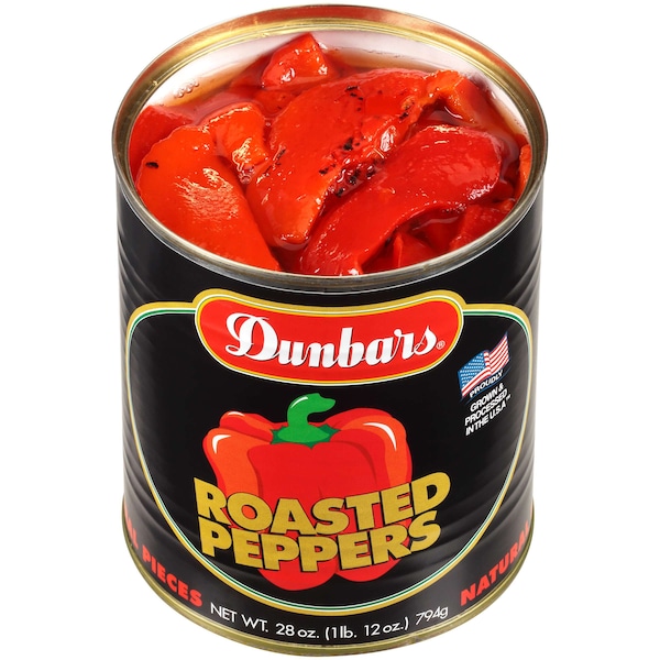 Pimientos rojos Dunbar Pepper Bell pelados y asados a fuego, paquete de 12 - 01013411120001.
