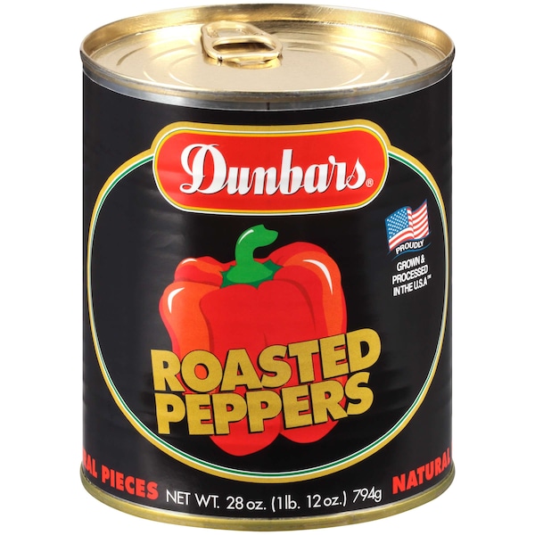 Pimientos rojos Dunbar Pepper Bell pelados y asados a fuego, paquete de 12 - 01013411120001.