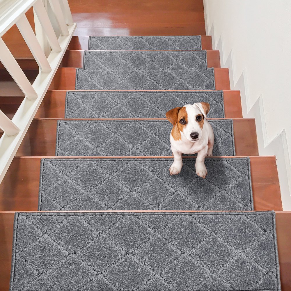 VEVOR Stair Treads, Stairs Carpet Non Slip 9" x 28", Indoor Stair Runner for Wooden Steps, Anti Slip Carpet Soft Edging Stair Rugs Mats for Kids Elders and Dogs, 15 pcs, Gray - LTFHDCSTPE289U9FMV0