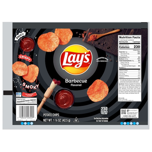 Papas Fritas Lay's sabor BBQ en bolsas de 1.5 oz., paquete de 64 - 44358