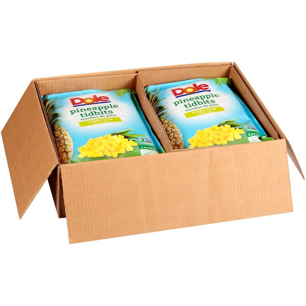Dole Piña en Trocitos en Almíbar Ligero 81 oz. Bolsa, Paquete de 6 - 00567