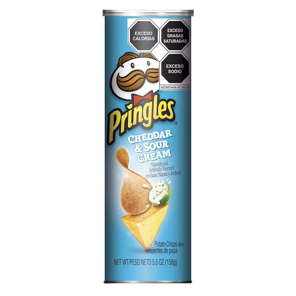 Pringles Papas Fritas de Papa con Queso Cheddar y Crema Agria de 5.5 oz, Paquete de 14 - 3800013895
