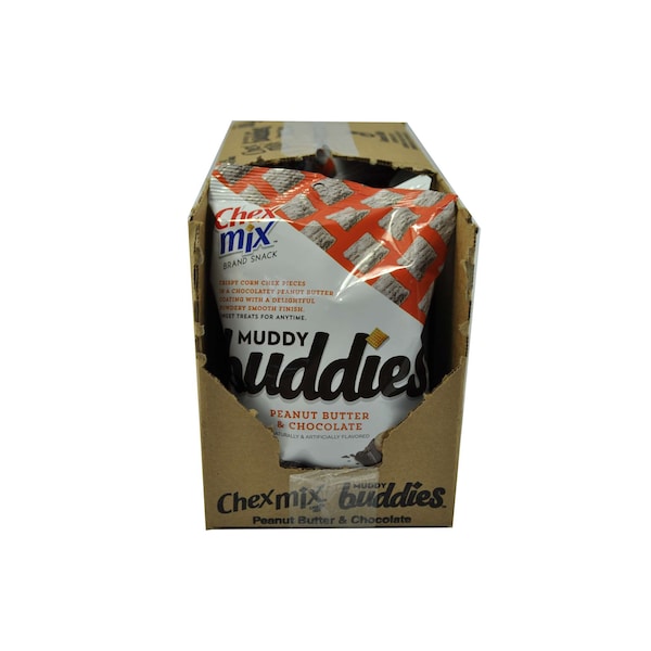 Mezcla de bocadillos Muddy Buddies Chex Mix de mantequilla de cacahuate y chocolate de 4.5 oz., PK7 - 16000-14852.