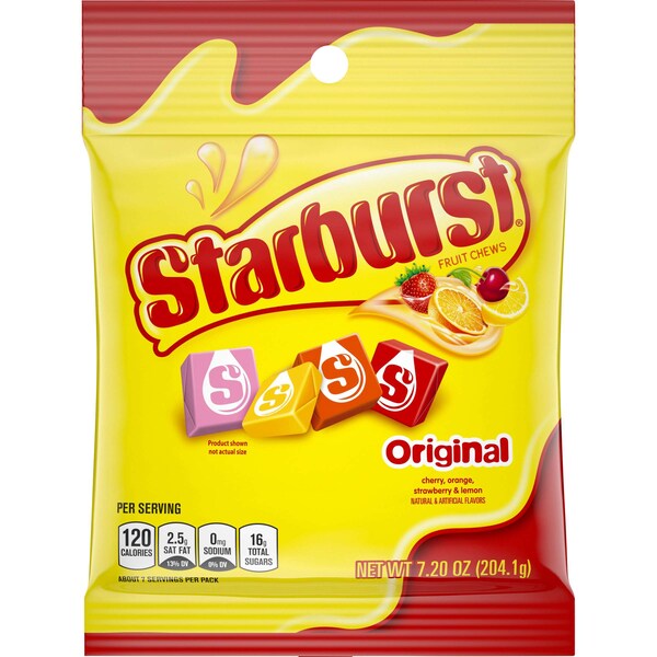 Starburst Dulce de Frutas Original, Caramelo de 7.2 oz., Paquete de 12 - 159329
