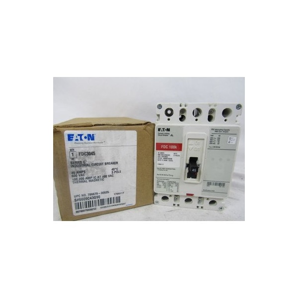 Eaton Molded Case Breakers MCCBs FDC 3P 45A 600V 50/60Hz 3Ph F Frame EA Series C - FDC3045