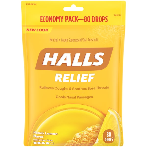 Pastillas para la tos Halls Halls Miel y Limón con Mentol y Eucalipto, paquete de 80 unidades, PK12 - 63787