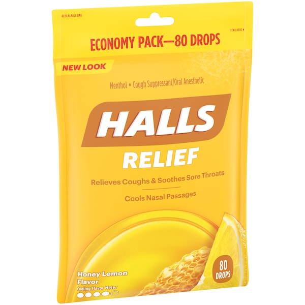 Pastillas para la tos Halls Halls Miel y Limón con Mentol y Eucalipto, paquete de 80 unidades, PK12 - 63787