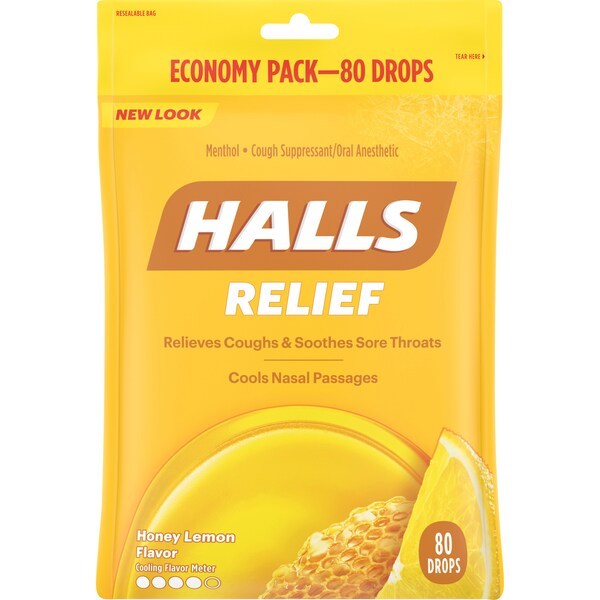 Pastillas para la tos Halls Halls Miel y Limón con Mentol y Eucalipto, paquete de 80 unidades, PK12 - 63787