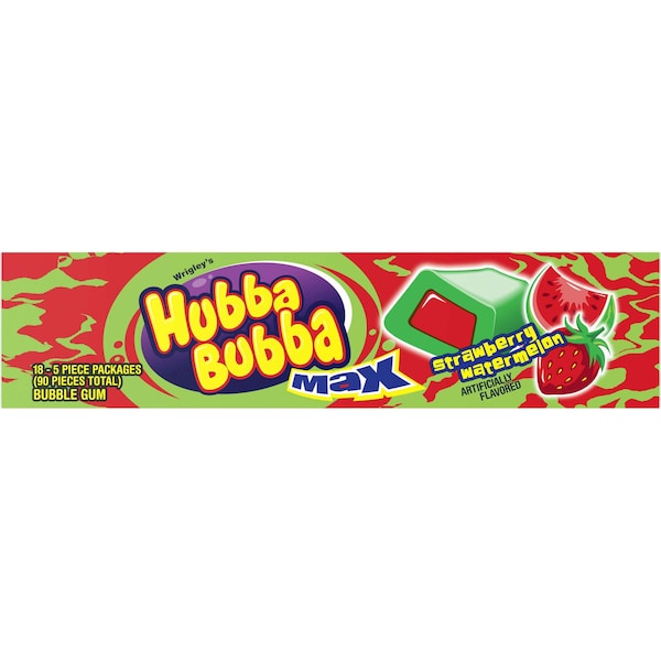 Hubba Bubba Max Chicle de Fresa Sandía, 5 piezas, PK144 - 267208