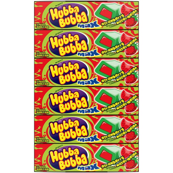 Hubba Bubba Max Chicle de Fresa Sandía, 5 piezas, PK144 - 267208
