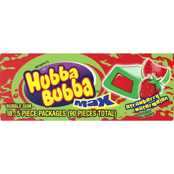 Hubba Bubba Max Chicle de Fresa Sandía, 5 piezas, PK144 - 267208