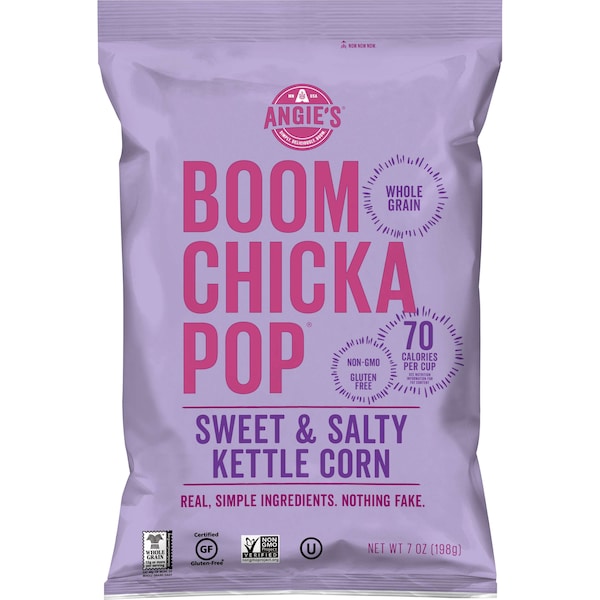 Angie's Boomchickapop Dulces Artesanales Dulce y Salado Palomitas de Maíz en Cacahuate 7 oz. Bolsa, Paquete de 12 - 1878001194